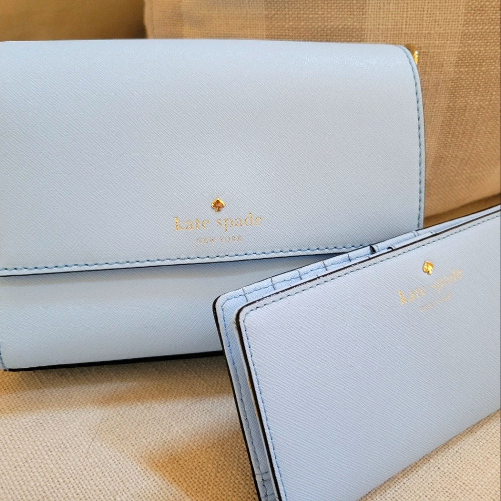 New Kate Spade pastel blue crossbody w/ matching wallet